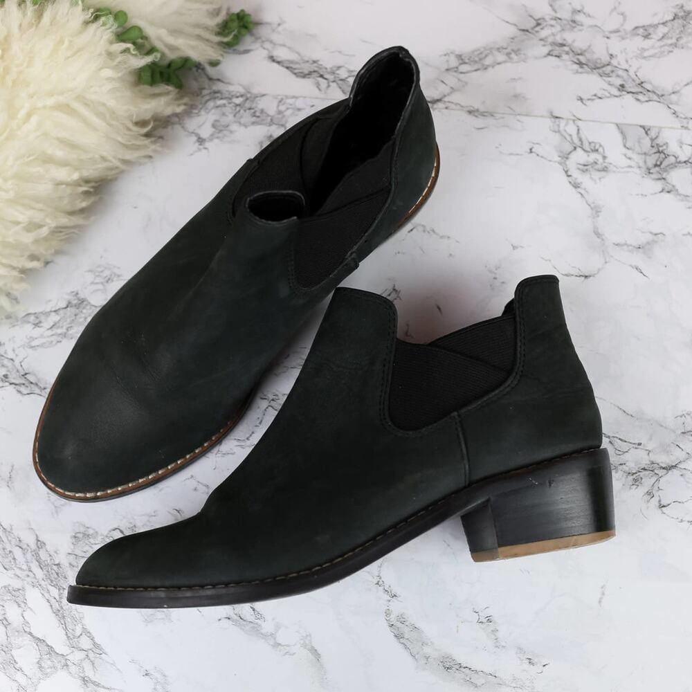 Shelly's London Black Nubuck Leather Ankle Bootie Boots Size 39 Women's